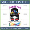 F-Bomb Mom Messy Bun Confetti SVG design with rainbow sunglasses for Cricut and sublimation