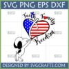 Snoopy Faith Family Freedom SVG design with American flag heart and cross