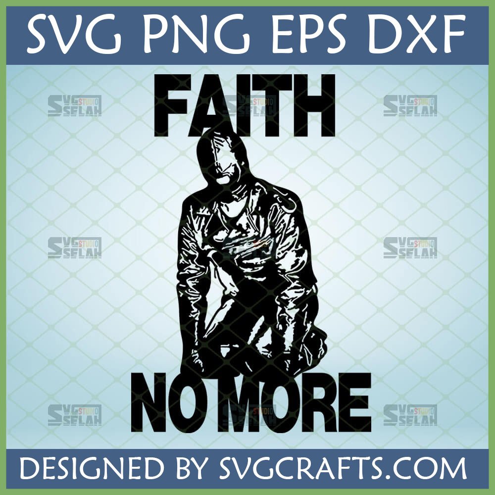 Faith No More SVG digital design with kneeling figure for Cricut and Silhouette