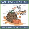 Leopard Print Pumpkin Fall SVG with Autumn Leaves and 'Fall Breeze & Autumn Leaves' Text