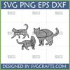 Three intricate Mandala Cat SVG designs in various poses, showcasing detailed Zentangle patterns, perfect for Cricut and crafting projects.