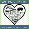Heart-shaped 'To My Wife Love Your Farmer' SVG PNG DXF EPS digital design with a tractor silhouette, perfect for Cricut and sublimation crafts.