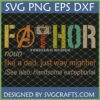 Fathor SVG design with Thor's hammer and Avengers logo, distressed vintage style, perfect for dad gifts