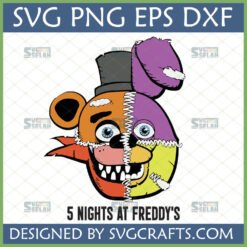 FNAF Stitched Split Face SVG - Freddy Fazbear and Bonnie mashup design for Cricut and sublimation