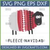 Fleece Navidad SVG design featuring a funny sheep in a red Christmas sweater for Cricut projects