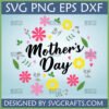 Elegant Mother's Day SVG Design with floral wreath, script font, and hearts for Cricut and sublimation crafts by SVGCrafts.