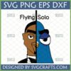 Flying Solo SVG design featuring a mashup of Lando Calrissian and a Madagascar Penguin, split down the middle.
