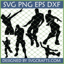 Fortnite Dance Emote SVG Bundle for Cricut and Silhouette featuring 6 iconic gamer dance silhouettes in SVG, PNG, EPS, DXF formats by SVGCrafts