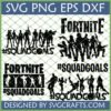 Fortnite Squad Goals SVG bundle with various character silhouettes for Cricut and sublimation
