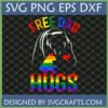 Free Dad Hugs LGBTQ+ Bear Pride SVG PNG DXF EPS digital design with a large bear embracing a rainbow bear cub and a red heart.