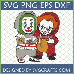 Chibi Joker Pennywise SVG digital design for Cricut and Halloween crafts