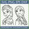 Frozen Elsa and Anna outline SVG PNG DXF EPS cut file for Cricut and Silhouette machines by SVGCrafts