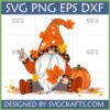 Whimsical Peace Sign Fall Gnome SVG with Pumpkin and Autumn Leaves