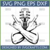 Rock On Hand Guitar Headstock SVG for Cricut and Silhouette, featuring metal hand sign and guitar art