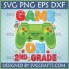 Game On 2nd Grade SVG PNG EPS DXF with green gaming controller and school supplies for back to school crafts