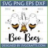 Funny Boo Bees SVG for Halloween featuring cute ghost-bees roasting marshmallows over a campfire