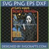Retro Scary Movies SVG with Ghostface and haunted house for Halloween crafts