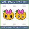 Two cute pumpkin designs with pink bows and sparkling eyes, one smiling, one shy, optimized for SVG, PNG, DXF, EPS craft files.