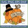 Give Thanks Pumpkin SVG with Pilgrim Hat and Fall Leaves for Thanksgiving Crafts
