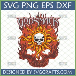 Godsmack sun skull logo SVG PNG DXF EPS for Cricut and Silhouette crafting.