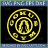 Goku's Gym SVG PNG DXF EPS digital design featuring Super Saiyan Goku silhouette holding dumbbells, perfect for Cricut crafting.