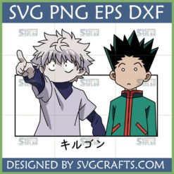 Hunter x Hunter Killugon SVG featuring Killua Zoldyck and Gon Freecss with Japanese text, digital download for Cricut and sublimation
