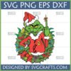 Funny Grinch Middle Finger SVG Christmas Wreath Design for Cricut