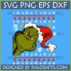 Grinch Christmas Ugly Sweater SVG design with Santa hat, snowflakes, and trees by SVGCrafts
