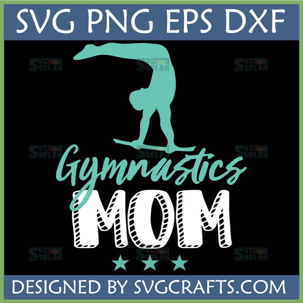 Gymnastics Mom SVG design with gymnast silhouette and 'MOM' text for Cricut and sublimation crafts
