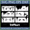 Haikyuu Eyes SVG Bundle featuring Oikawa, Kageyama, Hinata, Kuroo, Bokuto, Ushijima character eyes in black and white vector art for Cricut and sublimation.