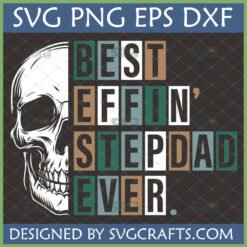 Best Effin' Stepdad Ever SVG with a cool skull graphic, perfect for Cricut and digital crafting.