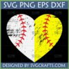 Distressed Baseball Softball Heart SVG digital design for Cricut and sublimation