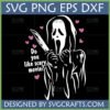 Funny Ghostface Scary Movie SVG with pink hearts and knife for Cricut