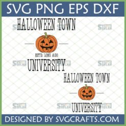 Halloween Town University SVG with a spooky jack-o'-lantern pumpkin design