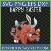 Funny Easter Octopus SVG design with a red octopus wearing bunny ears painting colorful Easter eggs with multiple tentacles.