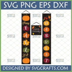 Happy Fall Y'all Harvest SVG Bundle with pumpkins and autumn leaves