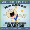 Funny Father's Day Swimming Champion SVG design with a medal-wearing sperm cell and stars