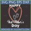 Happy First Mother's Day SVG design with a heart and baby footprints, ideal for new moms.