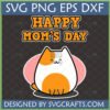 Happy Mom's Day Cat SVG digital design with a cute orange and white cartoon cat and text 'Happy Mom's Day'