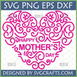 Elegant Happy Mother's Day SVG heart design with intricate swirls for Cricut projects