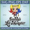 Chibi Harley Quinn Daddy's Lil Monster SVG PNG DXF EPS digital design for Cricut and sublimation