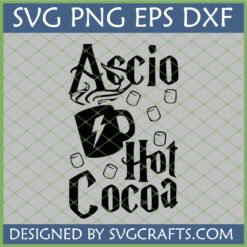 Accio Hot Cocoa SVG digital design with lightning bolt mug and marshmallows for Harry Potter fans