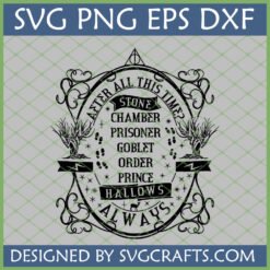 Harry Potter Always SVG with Book Titles, Deathly Hallows, and Stag Patronus