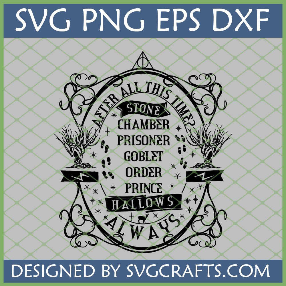 Harry Potter Always SVG with Book Titles, Deathly Hallows, and Stag Patronus