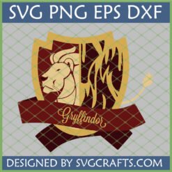Gryffindor Lion Crest SVG PNG DXF EPS digital file by SVGCrafts, featuring the iconic red and gold Harry Potter house emblem