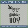 Mommy of the Birthday Boy SVG digital design with a Harry Potter style font and witch hat graphic for magical birthday celebrations.