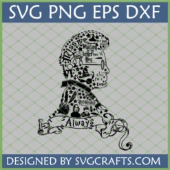 Intricate Harry Potter SVG silhouette design with famous quotes and wizarding world elements for Cricut and crafting