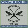 Hogwarts Quidditch Team Captain SVG with Golden Snitch and Broomsticks