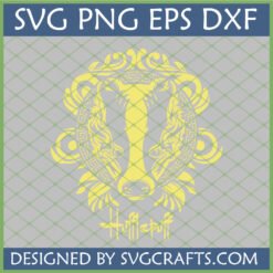 Ornate Hufflepuff Badger Crest SVG digital file for Cricut and Harry Potter crafts