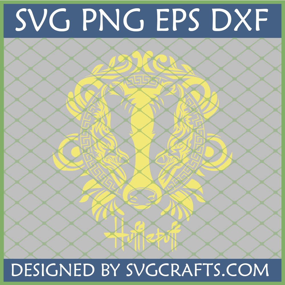 Ornate Hufflepuff Badger Crest SVG digital file for Cricut and Harry Potter crafts